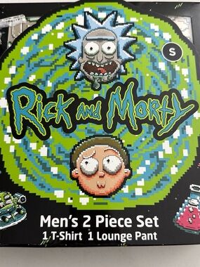 NWT Rick & Morty Men's 2-Piece Lounge Set - Green Pixel Portal Size S